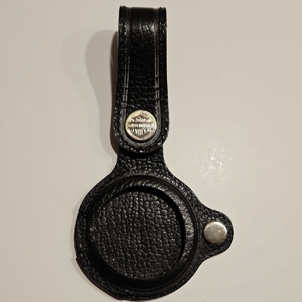Harley-Davidson Black Leather Pocket Watch  with Silver Hardware     6" X 3 1/4